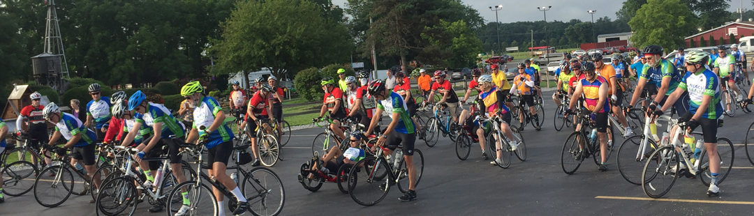Cyclists getting ready to start the Young's Ice Cream Charity Bike Tour