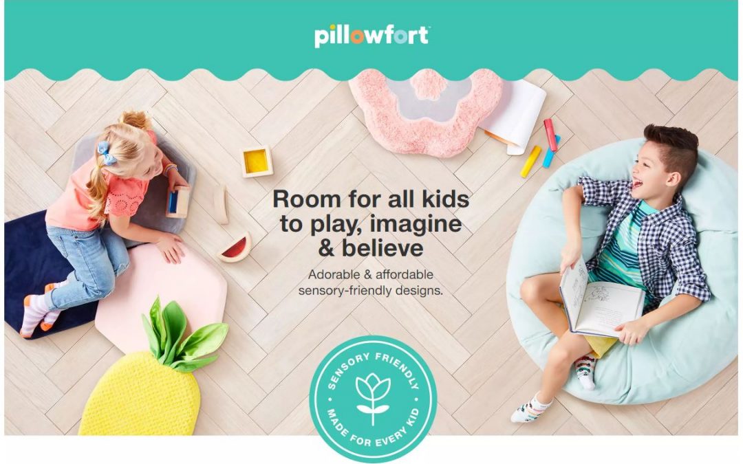 Pillowfort image promoting play for children with sensory-friendly designs