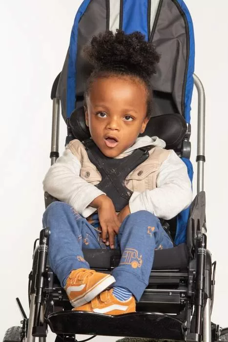 Everett in wheelchair